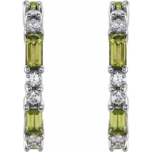 14K White Peridot 12 CTW Diamond Earrings TreasureFineJewelers Earrings