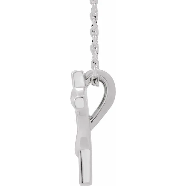 14K White Youth Cross with Heart 15 Necklace TreasureFineJewelers Necklaces