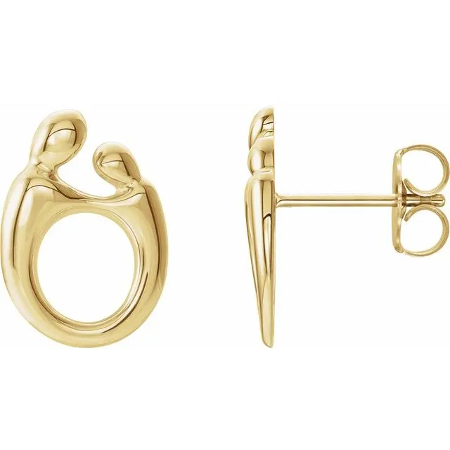 14K Yellow Gold 13x10 mm Mother and Child Left Earring TreasureFineJewelers Earrings