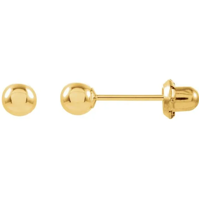 14K Yellow Gold 4 mm Ball Stud Piercing Earrings TreasureFineJewelers Earrings