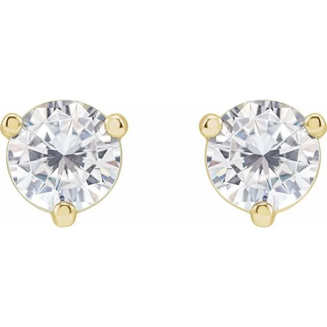 14K Yellow Gold 5 mm Round Stuller LabGrown Moissanite Earrings TreasureFineJewelers Earrings