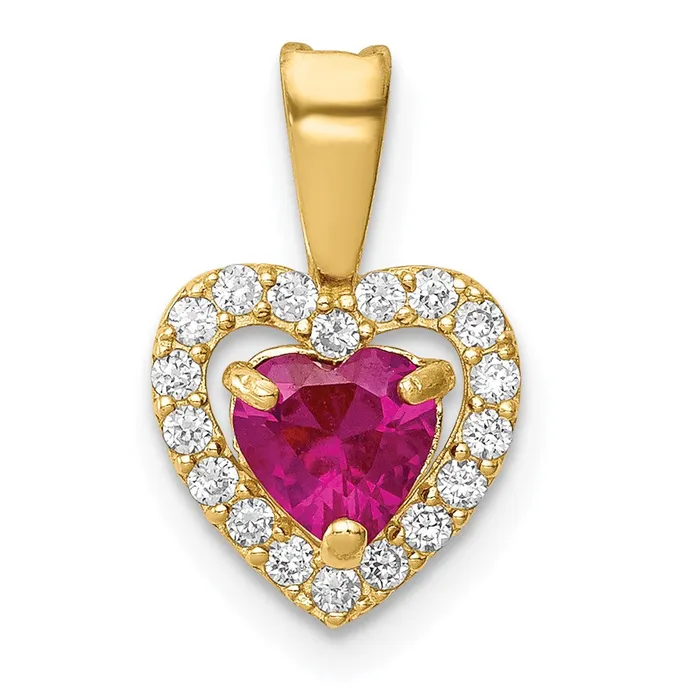 14k Yellow Gold Polished Red and Clear CZ Heart Pendant TreasureFineJewelers Necklaces 14k Yellow Gold Polished Red and Clear CZ Heart Pendant TreasureFineJewelers Necklaces