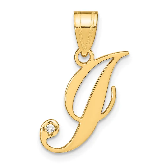 14k Yellow Gold Script Letter J Initial Pendant with Diamond TreasureFineJewelers Necklaces 14k Yellow Gold Script Letter J Initial Pendant with Diamond TreasureFineJewelers Necklaces