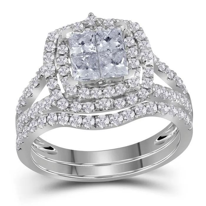 14kt white gold womens princess diamond bridal wedding engagement ring band set 1 12 cttw116735 North Arrow Shop Rings