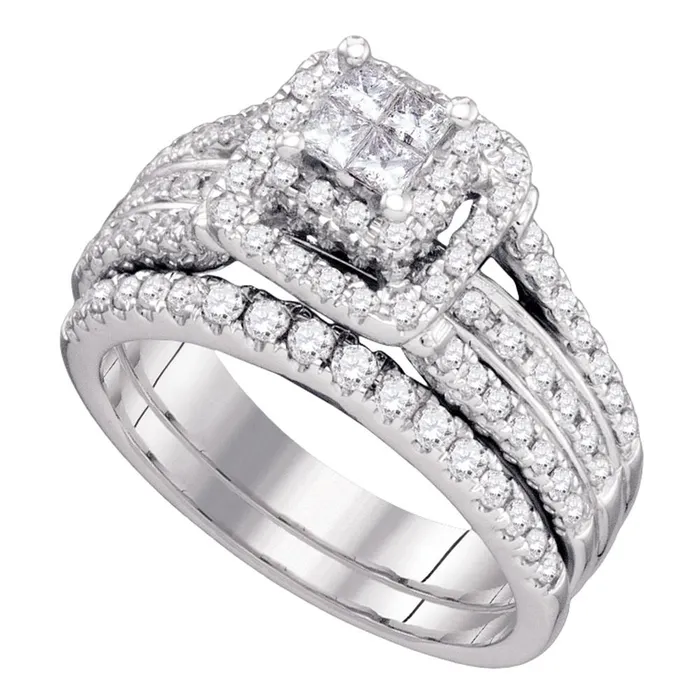 14kt white gold womens princess diamond elevated bridal wedding engagement ring band set 1 15 cttw74987 North Arrow Shop Rings