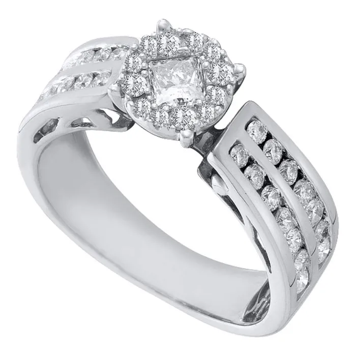 14kt white gold womens princess round diamond soleil cluster bridal wedding engagement ring 100 cttw52574 North Arrow Shop Rings