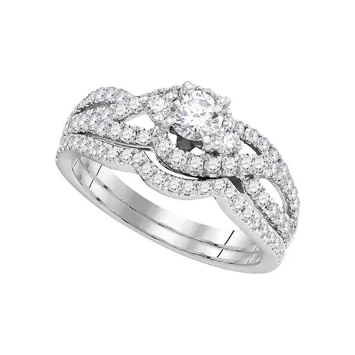 14kt white gold womens round diamond bridal wedding engagement ring band set 100 cttw106319 North Arrow Shop Rings