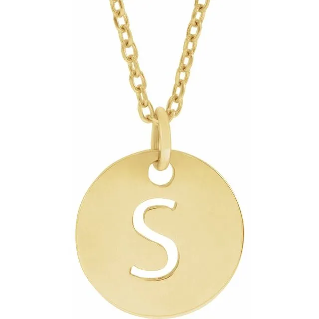 18K Yellow GoldPlated Sterling Silver Initial S 10 mm Disc 1618 Necklace TreasureFineJewelers Necklaces
