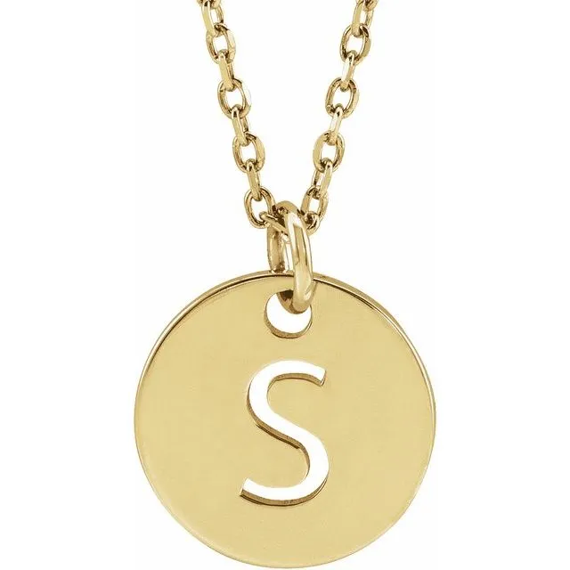 18K Yellow GoldPlated Sterling Silver Initial S 10 mm Disc 1618 Necklace TreasureFineJewelers Necklaces
