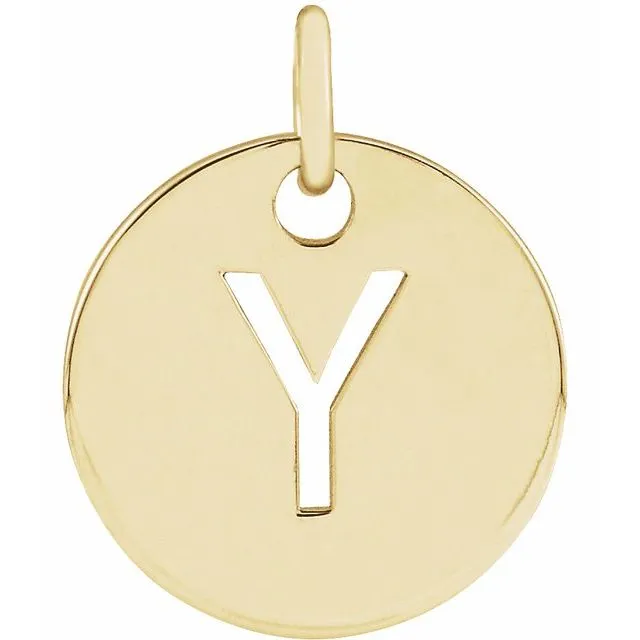 18K Yellow GoldPlated Sterling Silver Initial Y 10 mm Disc Pendant TreasureFineJewelers Necklaces
