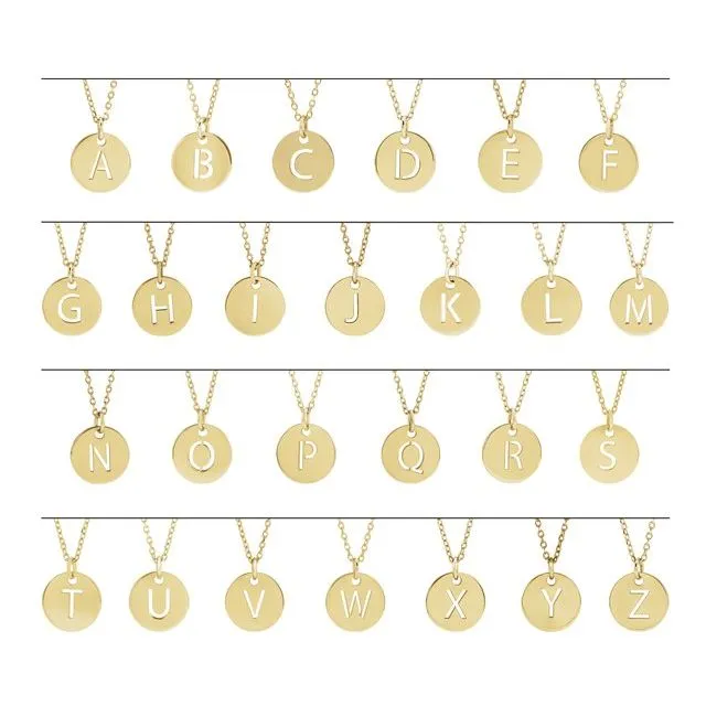 18K Yellow GoldPlated Sterling Silver Initial Y 10 mm Disc Pendant TreasureFineJewelers Necklaces