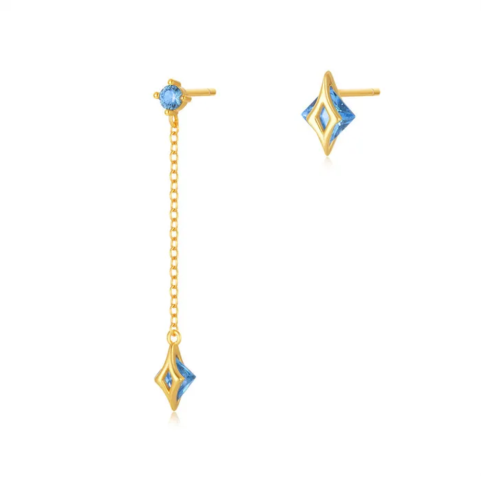 925 Silver Blue Irregular Tassel Drop Earrings Trendolla Jewelry Earrings