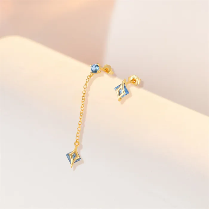 925 Silver Blue Irregular Tassel Drop Earrings Trendolla Jewelry Earrings