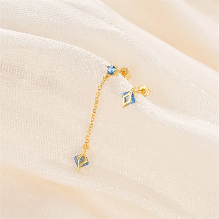 925 Silver Blue Irregular Tassel Drop Earrings Trendolla Jewelry Earrings