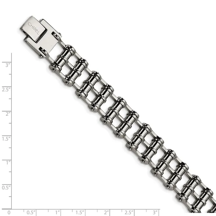 Bracelets Chisel Stainless Steel Polished 85 inch Barrel Link Bracelet TreasureFineJewelers