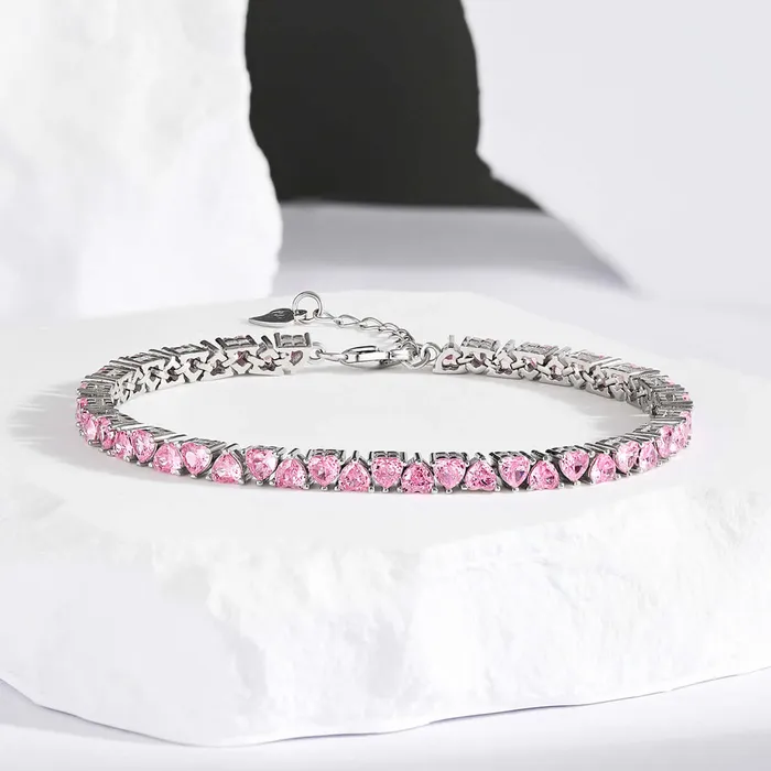 Bracelets Heart Shape Pink Tennis Bracelet Female Trendolla Jewelry