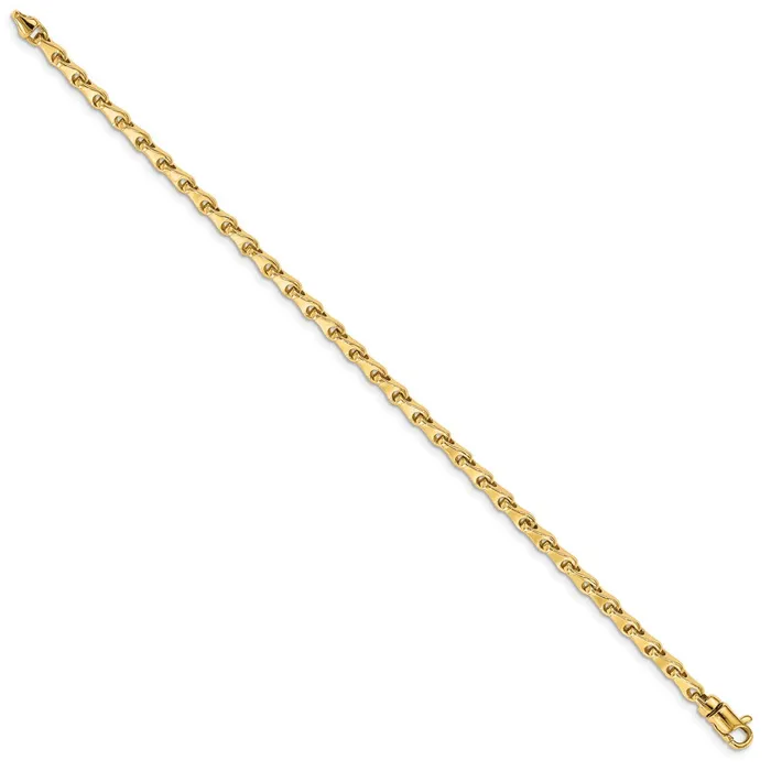 Bracelets TreasureFineJewelers 14K 7 inch 34mm Hand Polished Fancy Link with Lobster Clasp Bracelet