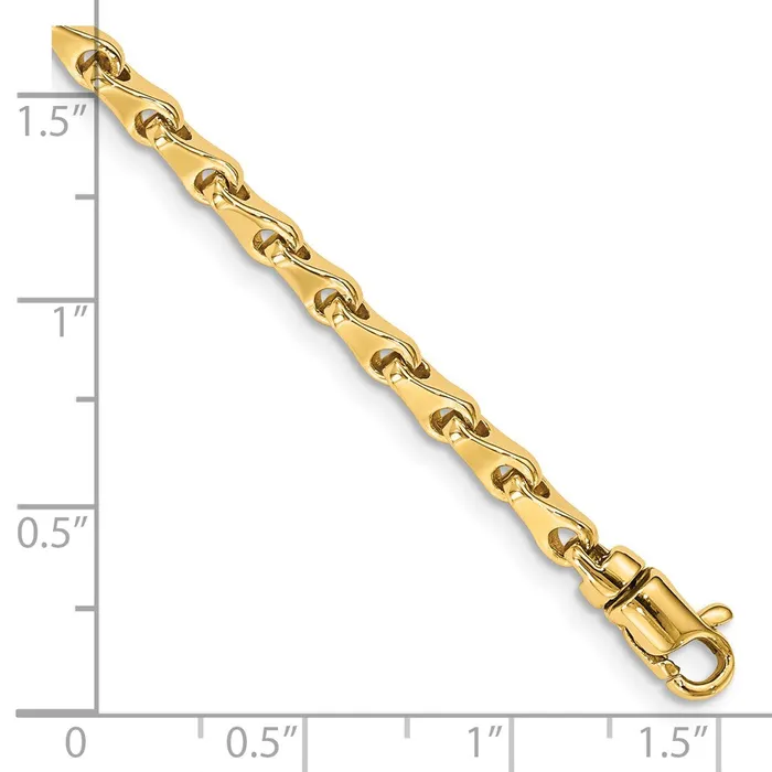 Bracelets TreasureFineJewelers 14K 7 inch 34mm Hand Polished Fancy Link with Lobster Clasp Bracelet