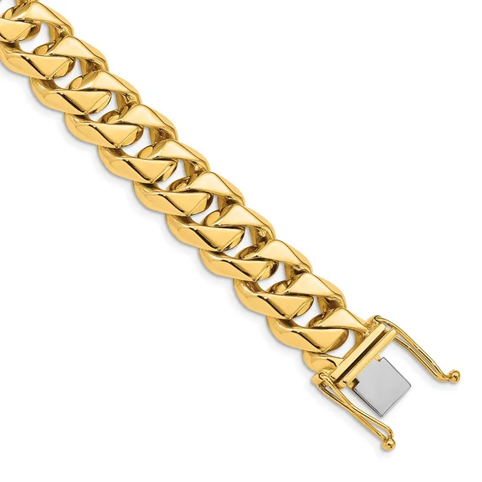 Bracelets TreasureFineJewelers 14K 8 inch 14mm Hand Polished Fancy Traditional Link with Box Catch Clasp Bracelet Bracelets TreasureFineJewelers 14K 8 inch 14mm Hand Polished Fancy Traditional Link with Box Catch Clasp Bracelet