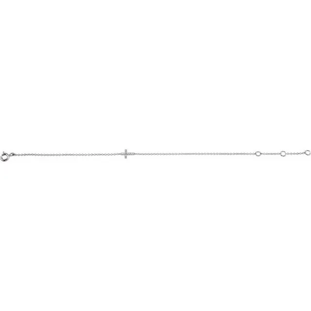 Bracelets TreasureFineJewelers 14K White Gold 04 CTW Diamond Sideways Cross Youth 7 Bracelet Bracelets TreasureFineJewelers 14K White Gold 04 CTW Diamond Sideways Cross Youth 7 Bracelet