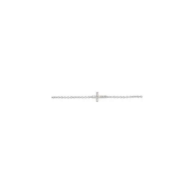 Bracelets TreasureFineJewelers 14K White Gold 04 CTW Diamond Sideways Cross Youth 7 Bracelet