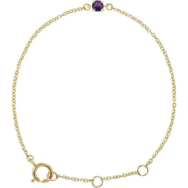 Bracelets TreasureFineJewelers 14K Yellow Imitation Amethyst Youth Birthstone 4 125 12 Bracelet