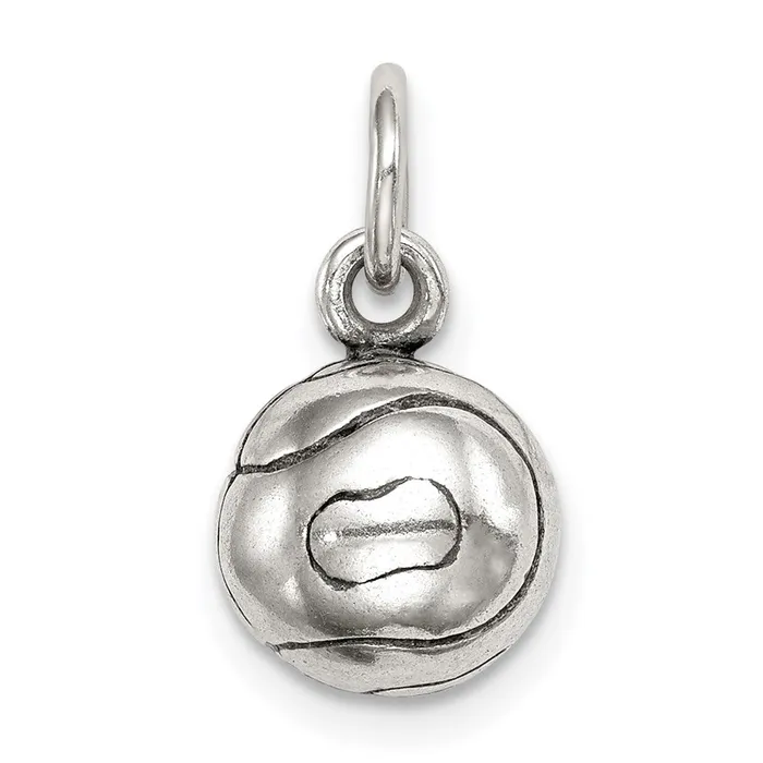 Bracelets TreasureFineJewelers Sterling Silver 3D Antiqued Tennis Ball Charm