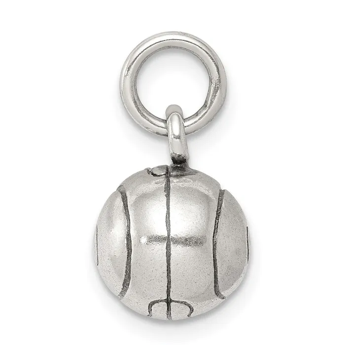 Bracelets TreasureFineJewelers Sterling Silver 3D Antiqued Tennis Ball Charm