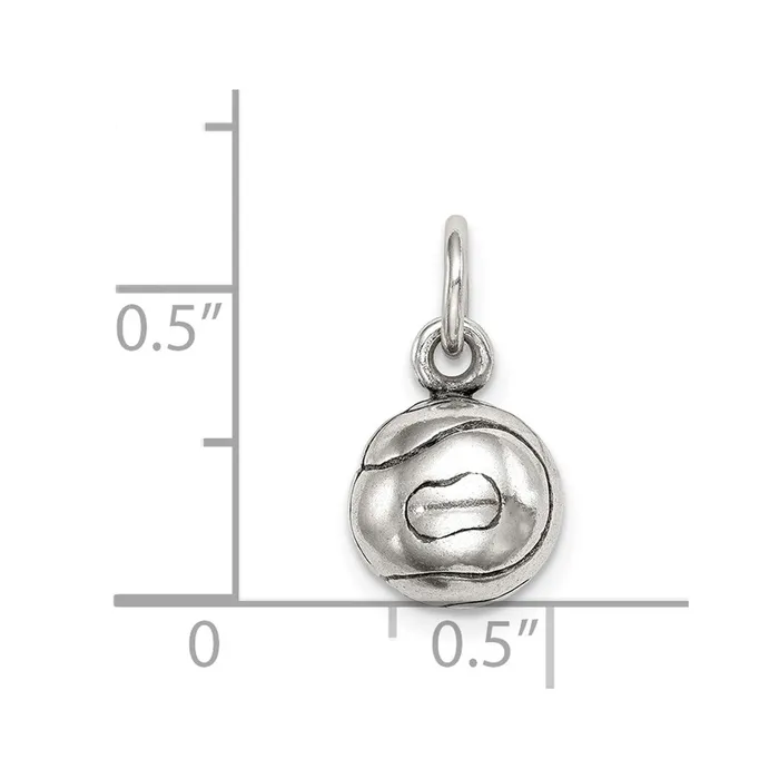 Bracelets TreasureFineJewelers Sterling Silver 3D Antiqued Tennis Ball Charm