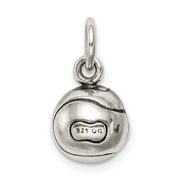 Bracelets TreasureFineJewelers Sterling Silver 3D Antiqued Tennis Ball Charm