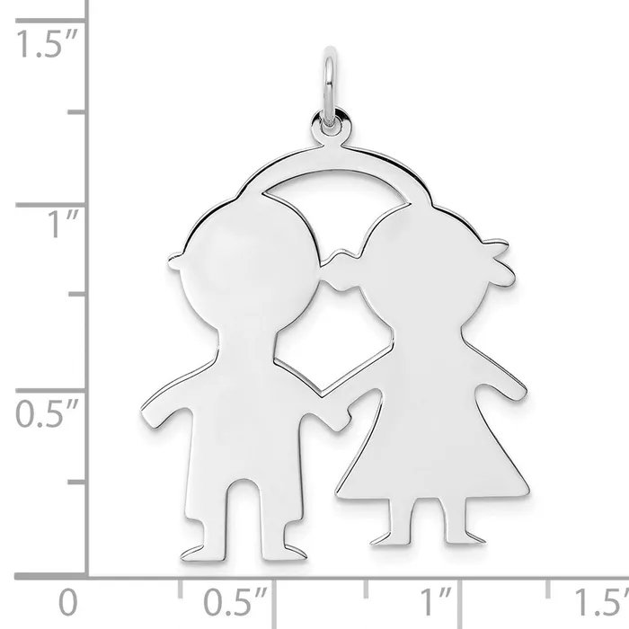 Charm Necklaces SS Rhplt Engraveable BoyGirl Polished FrontSatin Back Disc Charm TreasureFineJewelers