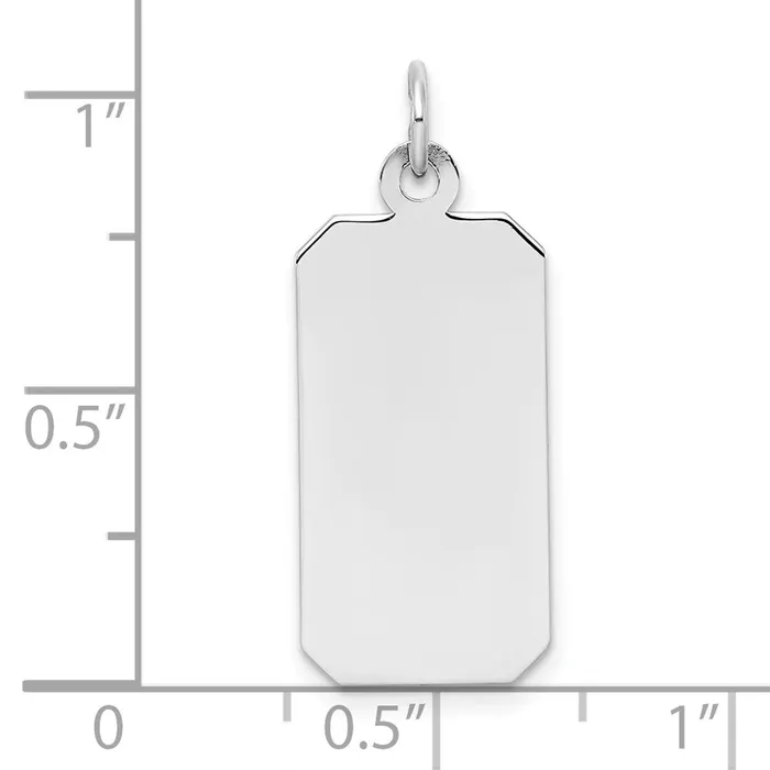 Charm Necklaces SS Rhplt Engraveable Rectangle Polished FrontSatin Back Disc Charm TreasureFineJewelers