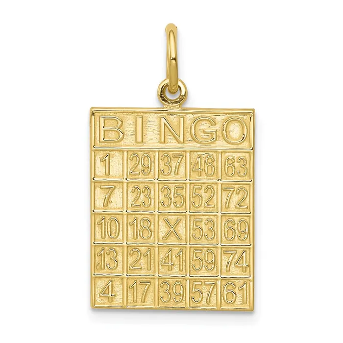 Charm Necklaces TreasureFineJewelers 10k Solid Bingo Card Charm