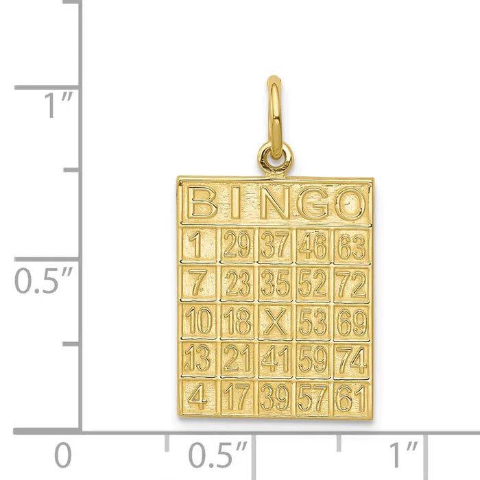 Charm Necklaces TreasureFineJewelers 10k Solid Bingo Card Charm