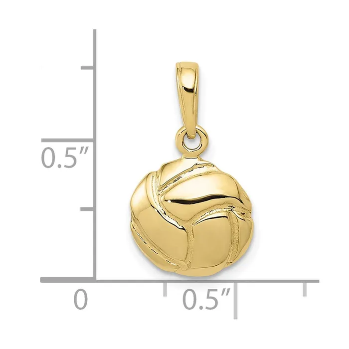 Charm Necklaces TreasureFineJewelers 10K Solid Satin Diamond Cut Volleyball Charm