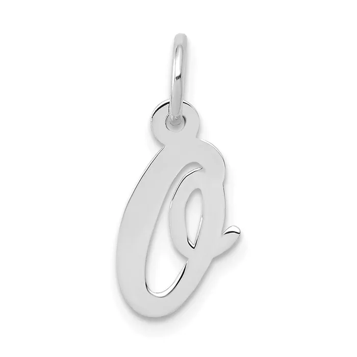 Charm Necklaces TreasureFineJewelers 10k White Gold Small Script Initial O Charm