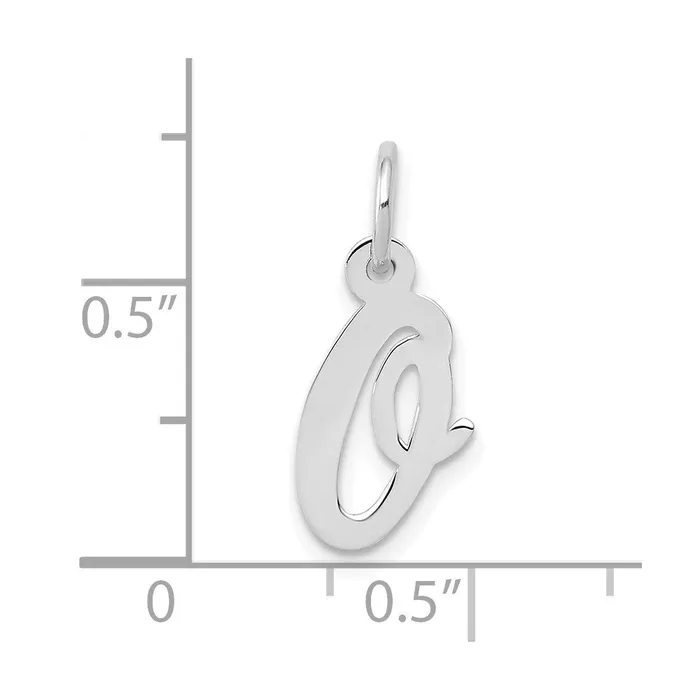 Charm Necklaces TreasureFineJewelers 10k White Gold Small Script Initial O Charm