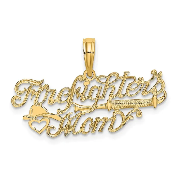 Charm Necklaces TreasureFineJewelers 14k FIREFIGHTERS MOM Charm