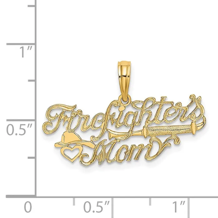 Charm Necklaces TreasureFineJewelers 14k FIREFIGHTERS MOM Charm