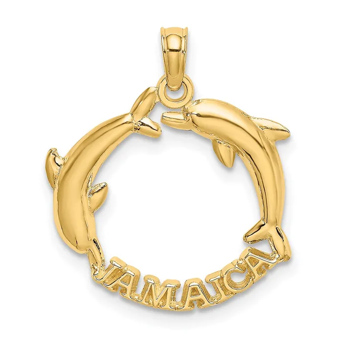 Charm Necklaces TreasureFineJewelers 14K JAMAICA wDolphins Charm