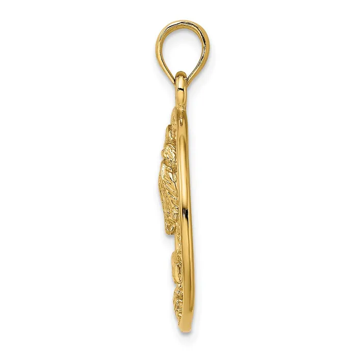 Charm Necklaces TreasureFineJewelers 14K MARCO IS Palm Tree Round Charm