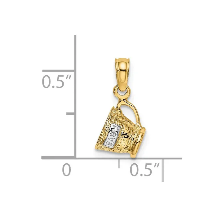 Charm Necklaces TreasureFineJewelers 14k wRhodium 3D Baby Cup Charm