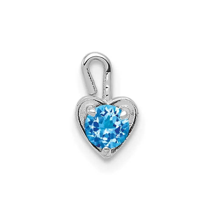 Charm Necklaces TreasureFineJewelers 14k White Gold December Synthetic Birthstone Heart Charm
