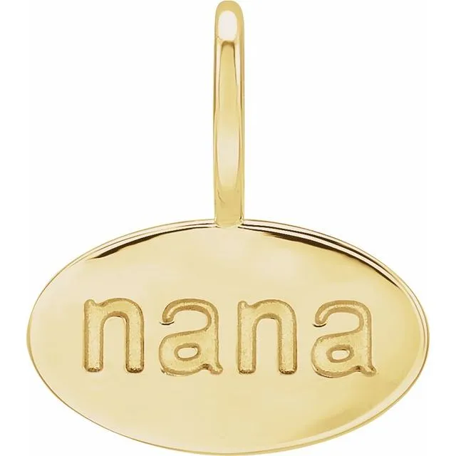 Charm Necklaces TreasureFineJewelers 14K Yellow Gold 135x12 mm Nana CharmPendant