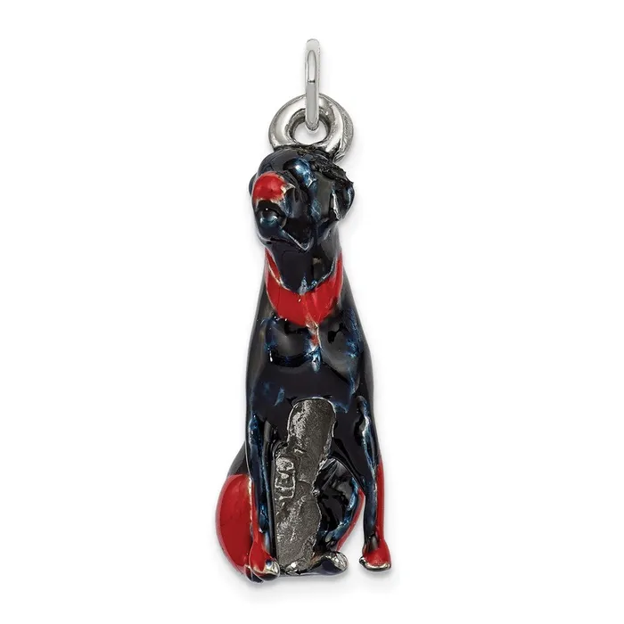 Charm Necklaces TreasureFineJewelers Silver Enamel Rottweiler Charm