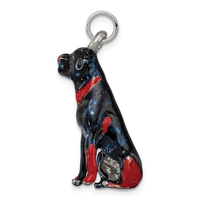 Charm Necklaces TreasureFineJewelers Silver Enamel Rottweiler Charm