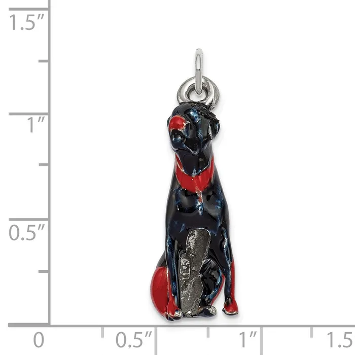 Charm Necklaces TreasureFineJewelers Silver Enamel Rottweiler Charm