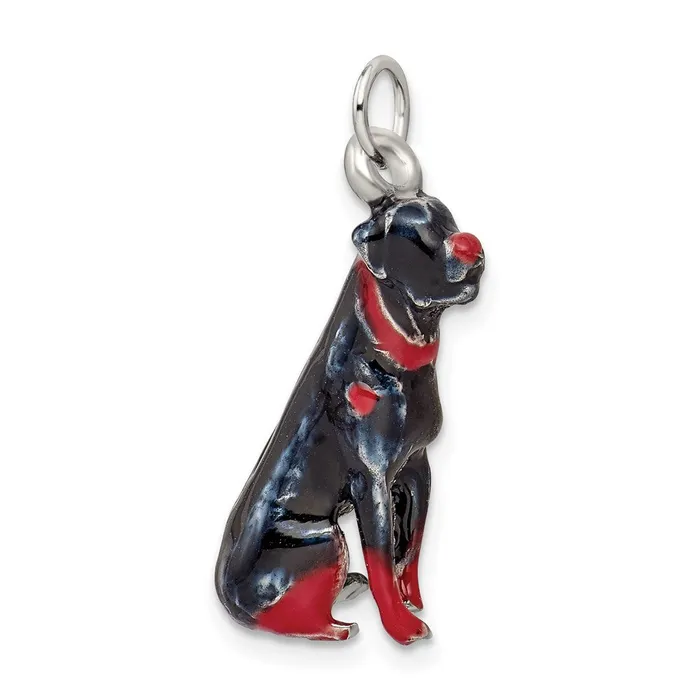 Charm Necklaces TreasureFineJewelers Silver Enamel Rottweiler Charm