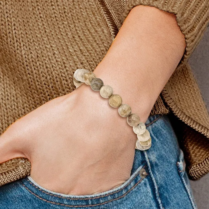 Chisel 8mm Chrysanthemum Agate Beaded Stretch Bracelet TreasureFineJewelers Bracelets