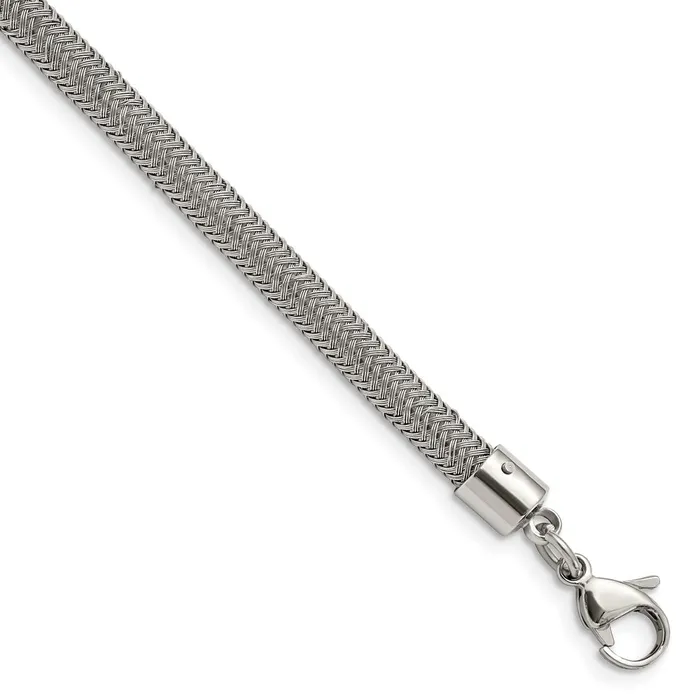 Chisel Stainless Steel Polished and Textured Wire 8 inch Bracelet TreasureFineJewelers Bracelets Chisel Stainless Steel Polished and Textured Wire 8 inch Bracelet TreasureFineJewelers Bracelets